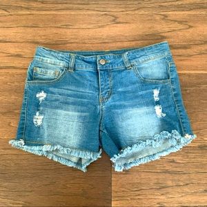 EUC distressed denim shorts